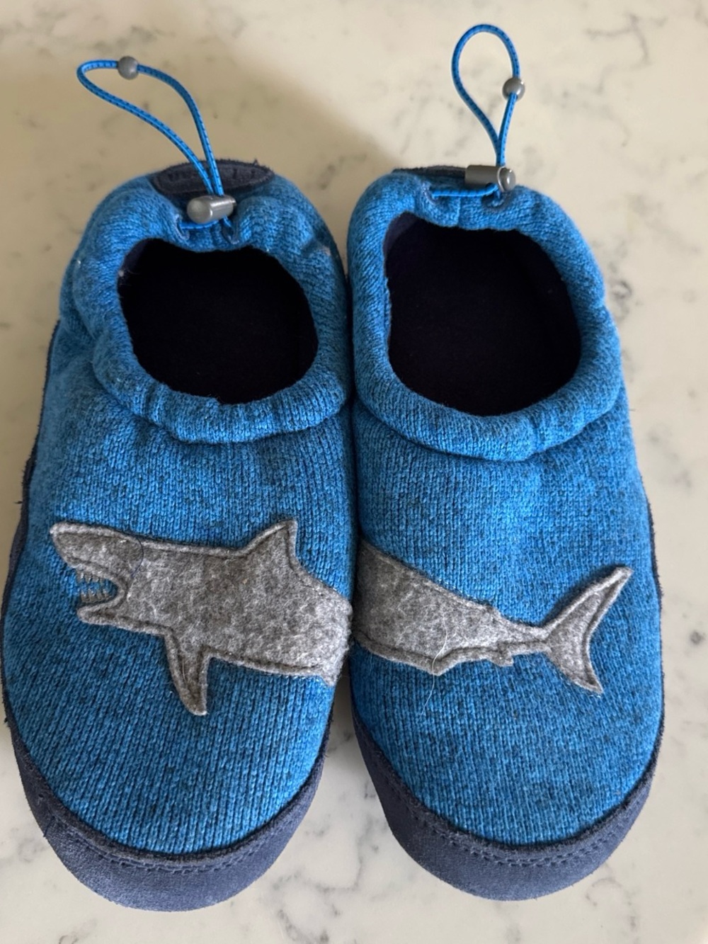 L.L. Bean Blue Kids Shark Slip-On slippers